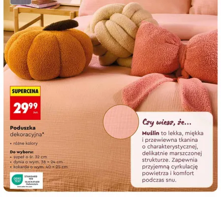 Poduszka dekoracyjna dynia 38x24 cm Smukee promocja w Biedronka