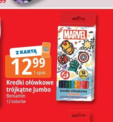 Kredki ołówkowe trójkątne Jumbo Beniamin 12 kolorów promocja w Leclerc