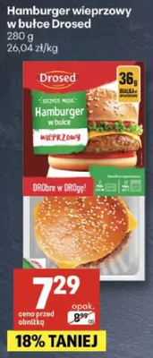Hamburger wieprzowy w bułce drosed promocja w Delikatesy Centrum