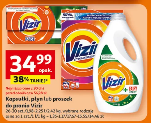 Kapsułki, płyn lub proszek do prania Vizir promocja w Auchan