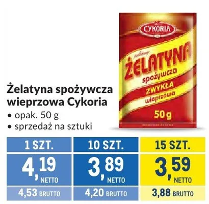 Żelatyna spożywcza wieprzowa Cykoria promocja w Makro
