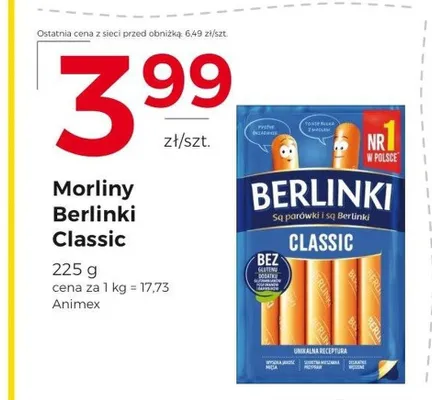 Parówki Berlinki Classic Morliny promocja w Frac
