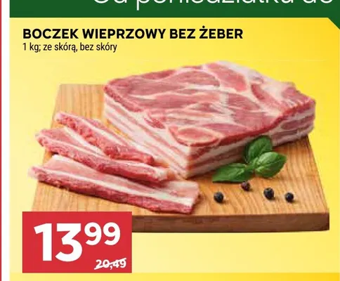 Boczek wieprzowy bez żeber bez skóry promocja w Stokrotka