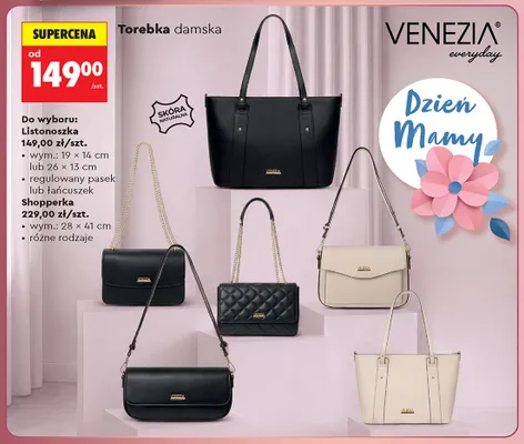 Torebka damska listonoszka VENEZIA 19x14cm promocja w Biedronka