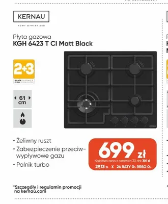 Płyta gazowa Kernau Kgh 6423 T Ci Matt Black promocja w Max Elektro
