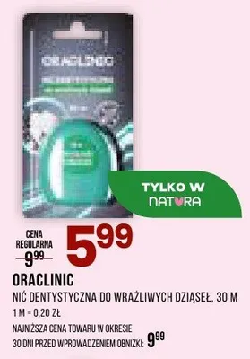 Nić dentystyczna do wrażliwych dziąseł Oraclinic 30m promocja w Drogerie Natura