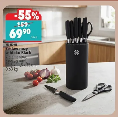 Zestaw noży w bloku MG Home Black promocja w Biedronka