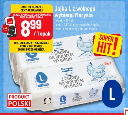 Jajka kurze L z wolnego wybiegu Marysia promocja w POLOmarket