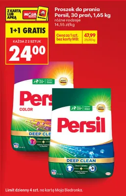 Proszek do prania 1,65 kg, różne rodzaje 1+1 GRATIS Persil promocja w Biedronka
