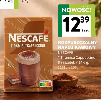 Kawa rozpuszczalna Rozpuszczalny napój kawowy Tiramisu Cappuccino Nescafé promocja w Intermarche