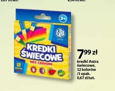 Kredki świecowe Astra 12 kolorów promocja w Empik