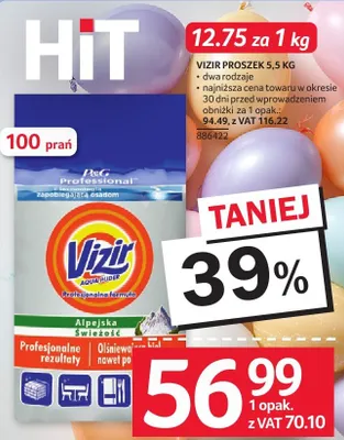 Proszek do prania VIZIR 5,5 KG promocja w Selgros