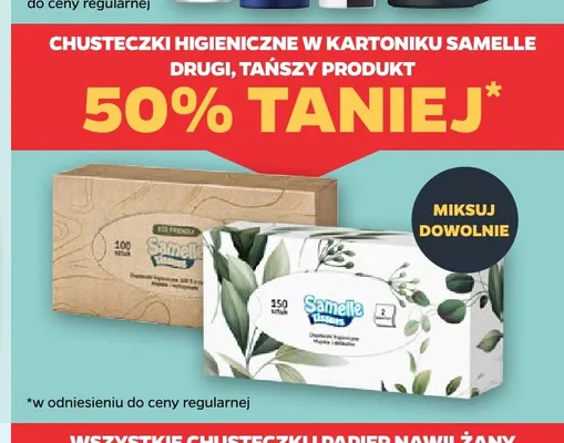 Chusteczki higieniczne w kartoniku Samelle 100 sztuk promocja w Netto