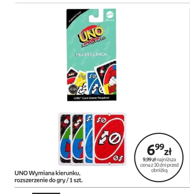 Gra karciana UNO Wymiana kierunku rozszerzenie do gry Mattel Games promocja w Empik