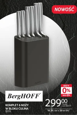Komplet 6 noży w bloku Culina BergHOFF promocja w Selgros