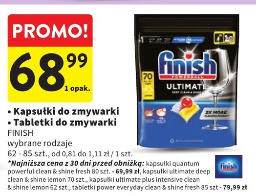 Kapsułki do zmywarki ultimate plus intensive clean & shine lemon promocja w Intermarche