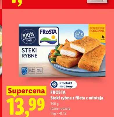 Steki rybne z fileta z mintaja Frosta promocja w Lidl