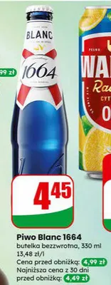 Piwo Blanc 1664 butelka bezwrotna promocja w Dino