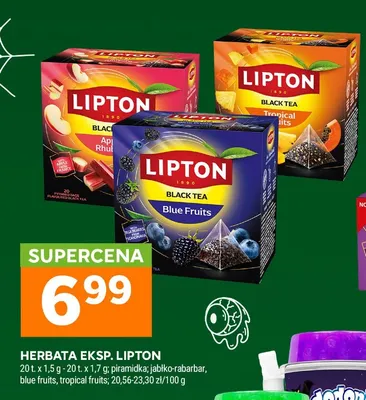 Herbata ekspresowa Lipton piramidka blue fruits promocja w Stokrotka