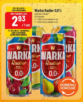 Piwo bezalkoholowe Warka Radler Cytryna promocja w POLOmarket