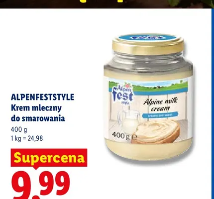 Krem mleczny do smarowania Alpenfeststyle promocja w Lidl