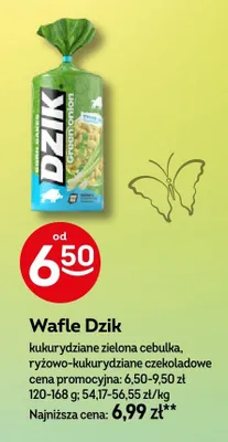 Wafle Dzik kukurydziane zielona cebulka, ryżowo-kukurydziane czekoladowe promocja w Żabka