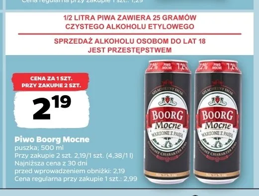 Piwo Boorg Mocne promocja w Netto