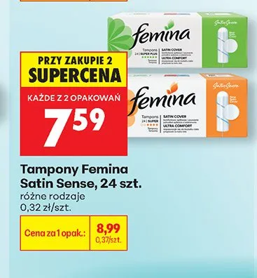 Tampony Femina Satin Sense 24szt. promocja w Biedronka