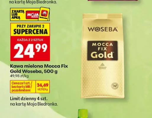 Kawa mielona Mocca Fix Gold Woseba promocja w Biedronka
