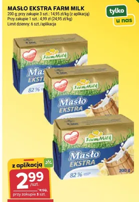 Masło Ekstra Farm Milk promocja w Stokrotka