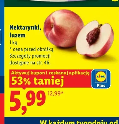 Nektarynki luzem Lidl promocja w Lidl
