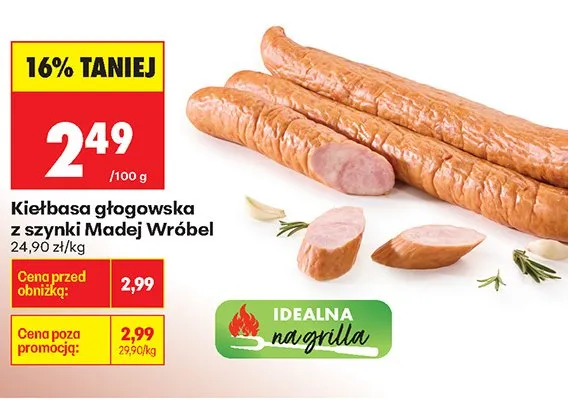 Kiełbasa głogowska z szynki promocja w Biedronka