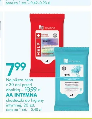 Chusteczki do higieny intymnej AA Intymna promocja w Super-Pharm