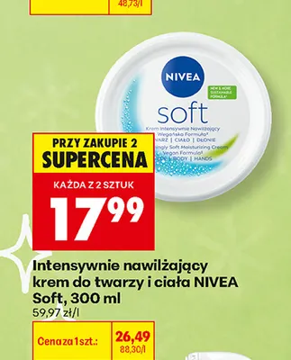 Intensywnie nawilżający krem do twarzy i ciała Nivea Soft promocja w Biedronka