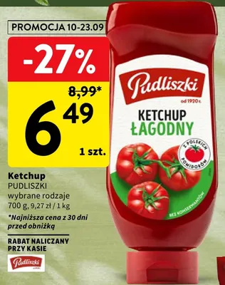 Ketchup Pudliszki promocja w Intermarche