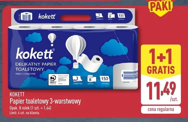 Papier toaletowy 3-warstwowy Kokett 8-pak promocja w Aldi