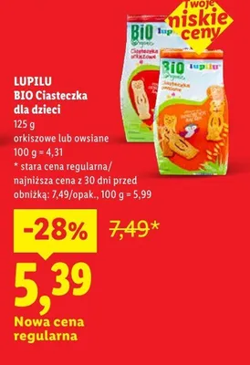BIO Ciasteczka dla dzieci owsiane promocja w Lidl