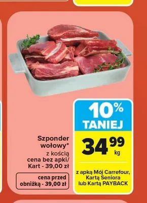 Szponder wołowy z kością promocja w Carrefour Market
