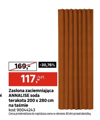 Zasłona zaciemniająca Annalise Soda terakota 200x280 cm na taśmie promocja w Leroy Merlin
