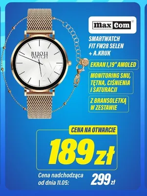Smartwatch MaxCom Fit FW28 Selen z bransoletką A.Kruk ekran 1,19" AMOLED promocja w RTV EURO AGD