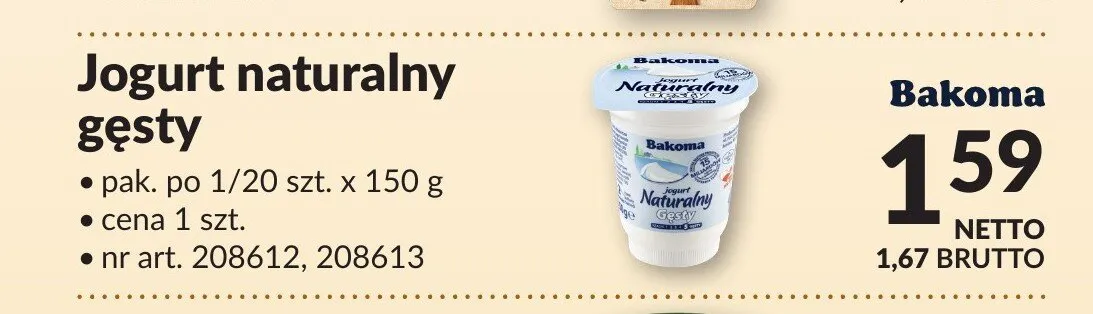Jogurt naturalny gęsty Bakoma promocja w Makro