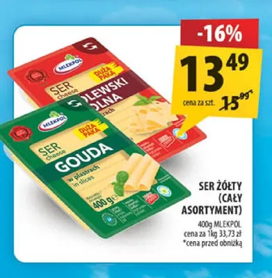 Ser gouda w plastrach Mlekpol promocja w Arhelan