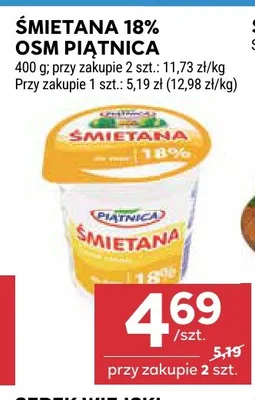 Śmietana OSM Piątnica 18% promocja w Stokrotka