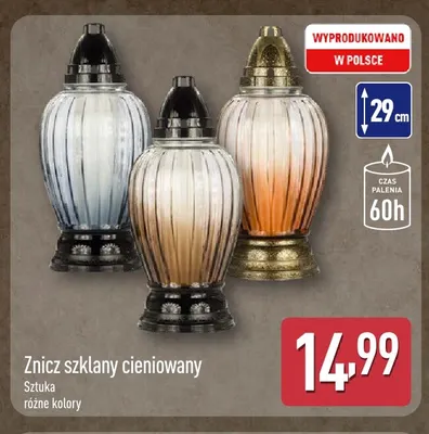 Znicz szklany cieniowany promocja w Aldi