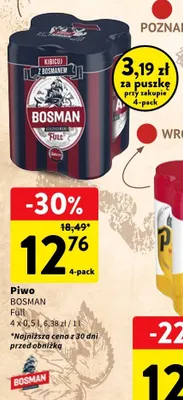 Piwo Bosman Full 4-pak promocja w Intermarche