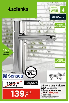 Bateria wannowa Sensea promocja w Leroy Merlin