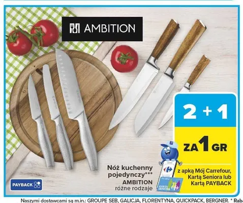Nóż kuchenny pojedynczy AMBITION promocja w Carrefour