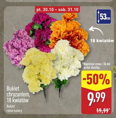 Bukiet chryzantem 18 kwiatów 53 cm promocja w Aldi