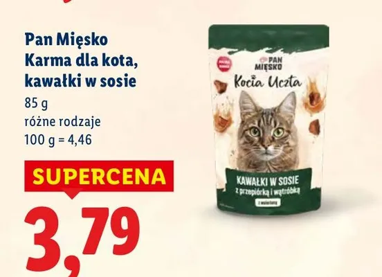 Karma dla kota Pan Mięsko Karma dla kota, kawałki w sosie Kocia Uczta promocja w Lidl