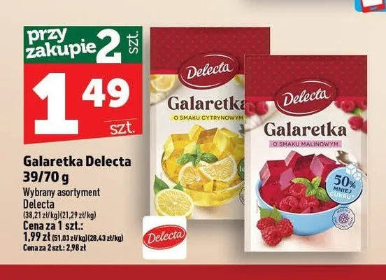 Galaretka o smaku malinowym Delecta promocja w TOPAZ